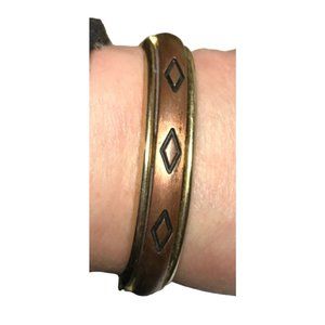 Copper and Gold Tone Southwestern Style Mixed Metal Clamper Bracelet